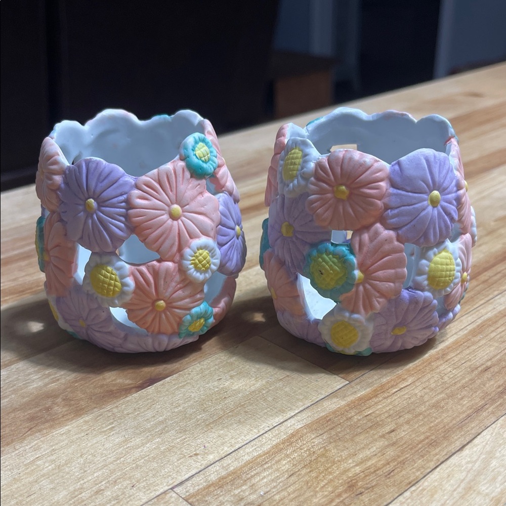 Floral Ceramic Candle Holders